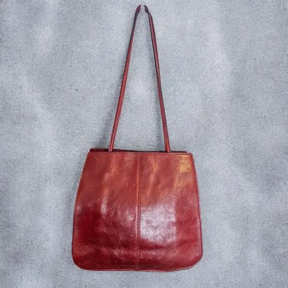 Vintage Y2K Wilsons Leather Pelle Studio Red Italian Leather Tote Shoulder Bag